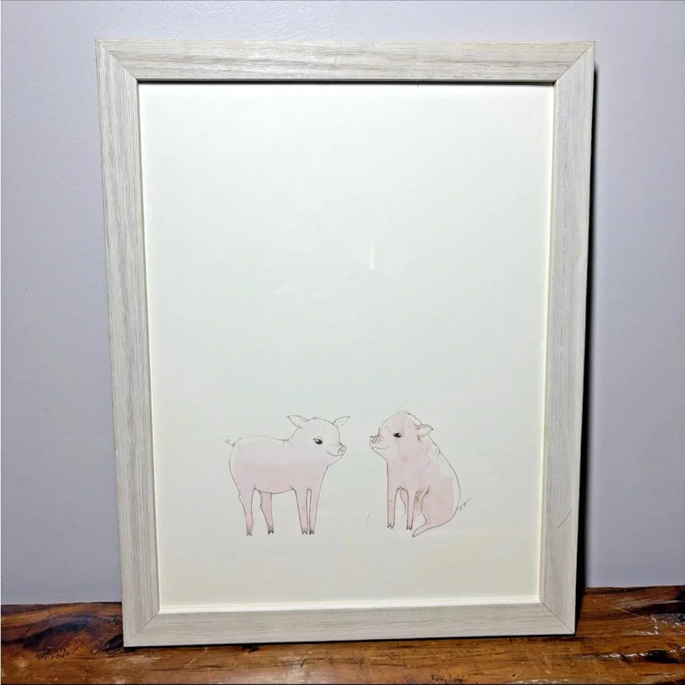 Restoration Hardware Baby Child Watercolor Animal print Pigs barnyard Nursery - Picture 8 of 8